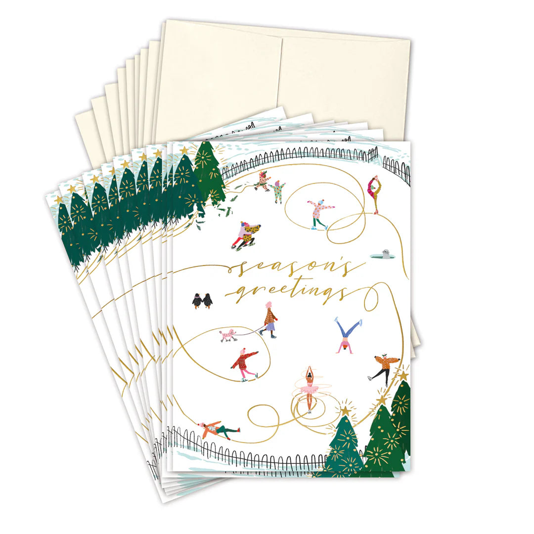 Ice Skaters Boxed Holiday Cards - Set of 10