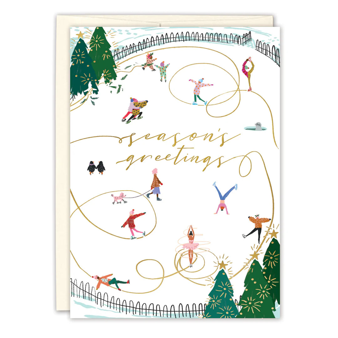 Ice Skaters Boxed Holiday Cards - Set of 10