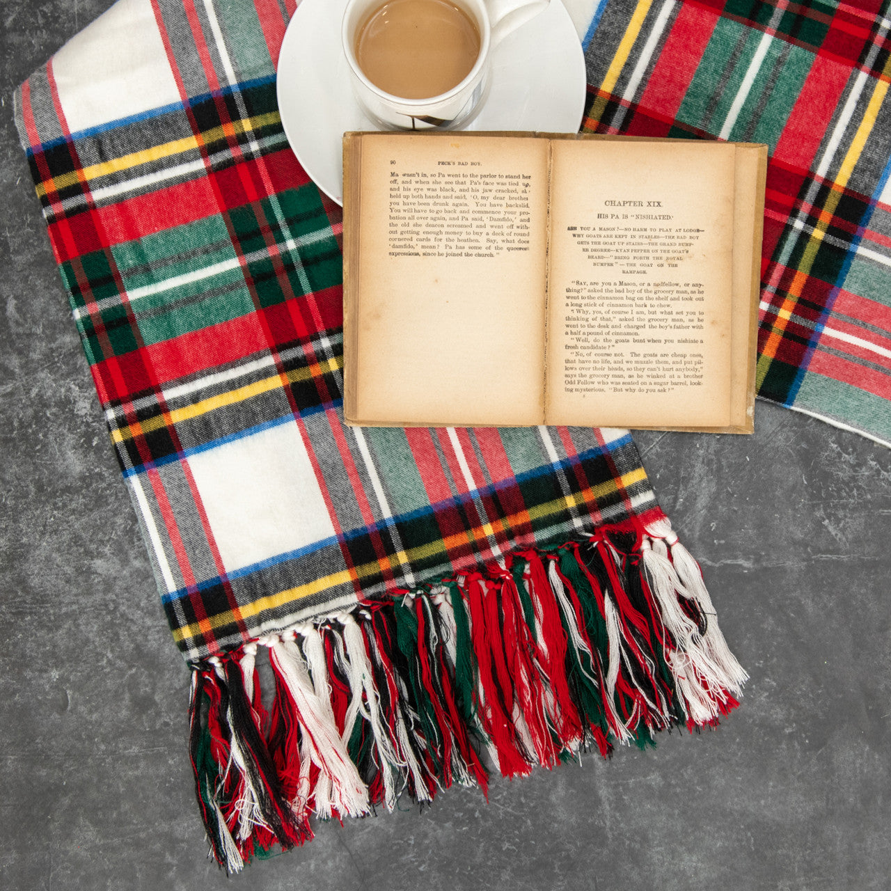 White Tartan Throw Blanket