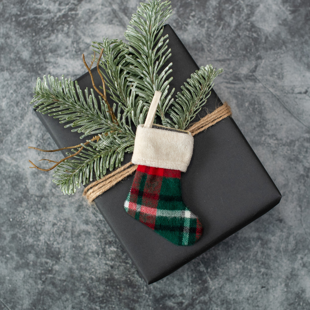 Tartan Stocking Ornament With Cream Cuff