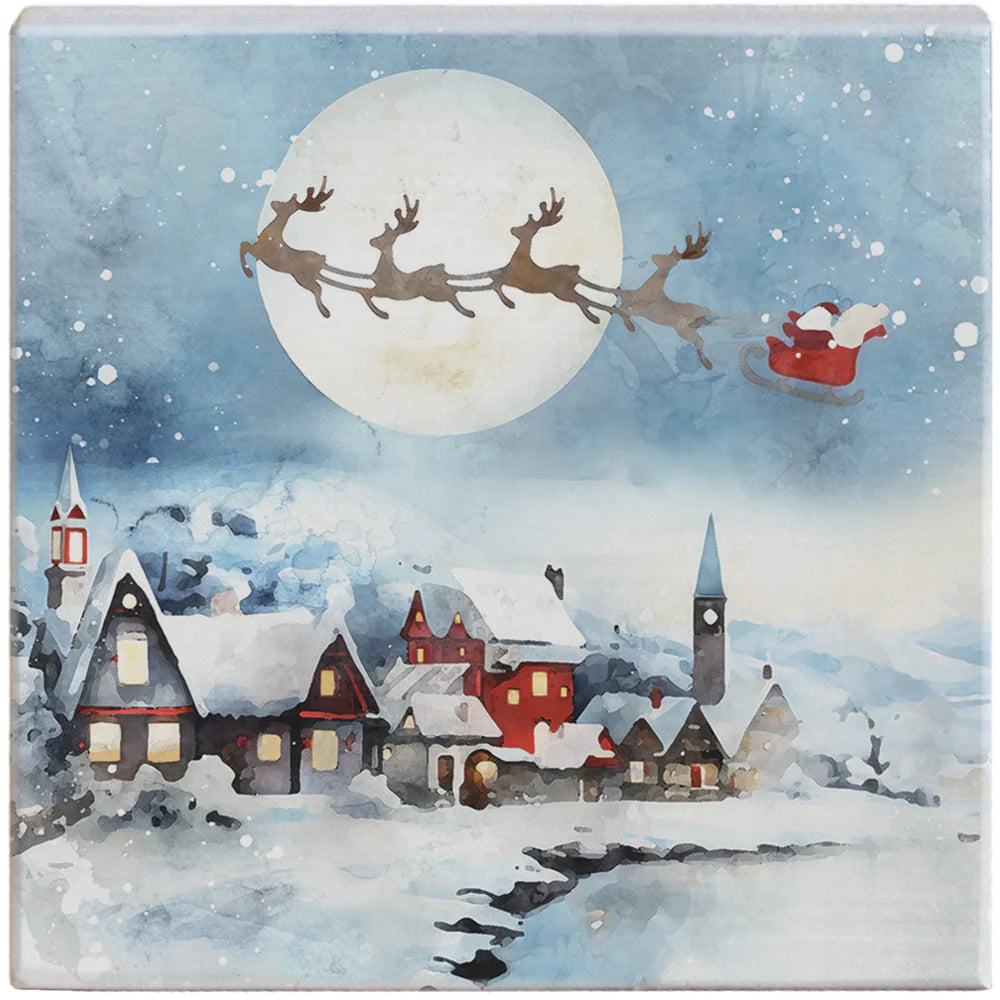 Santa Sleigh Flying Art