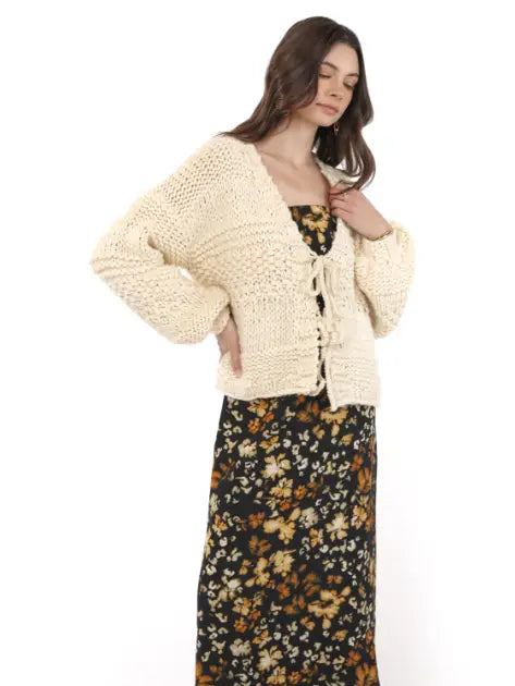 Sadie & Sage Iggy Chunky Tie Front Hand Knit Cardigan