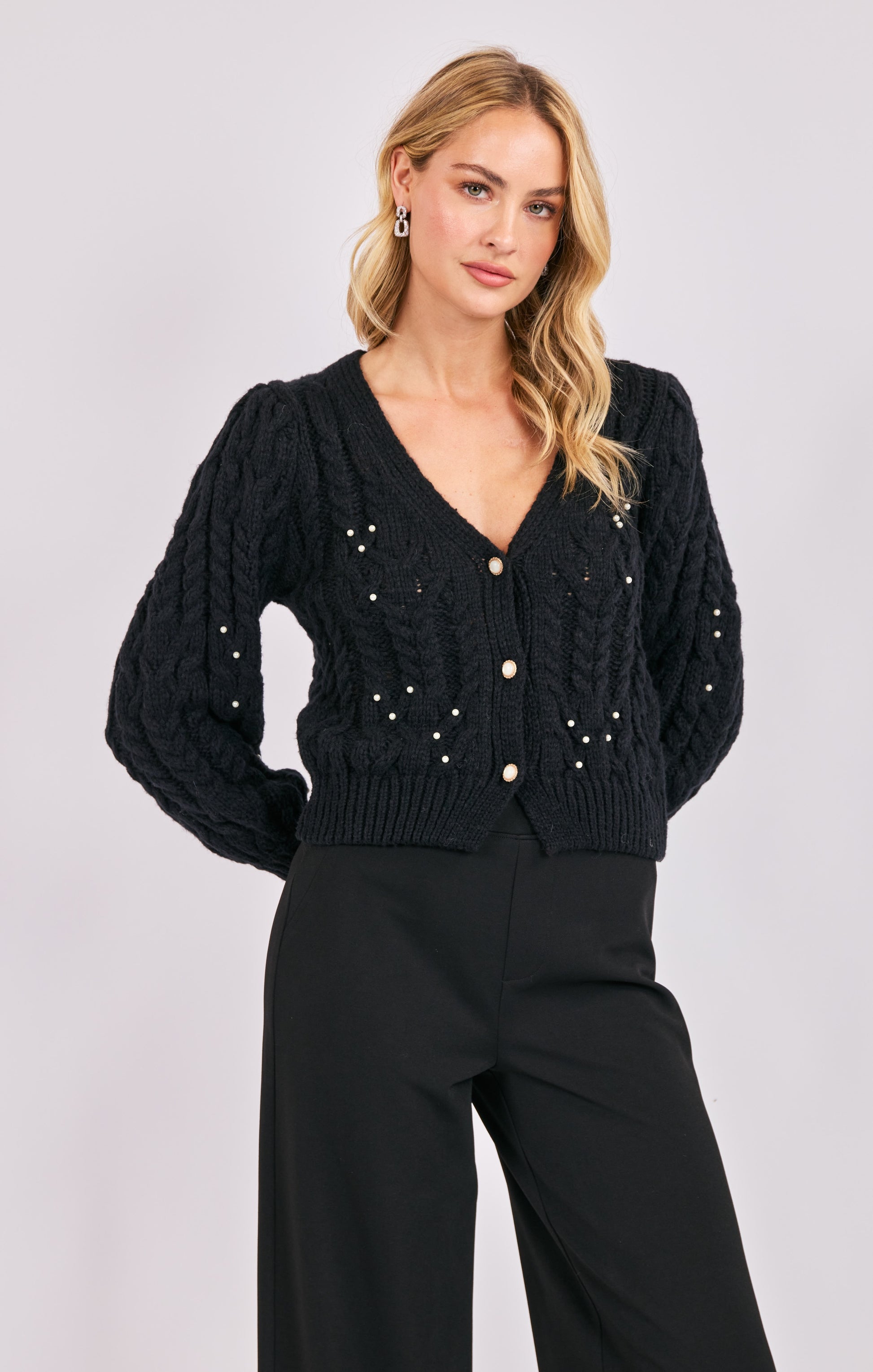 Sadie & Sage Jewel Box Pearl Embellished Cardigan