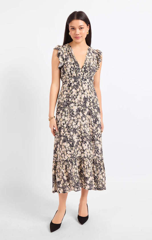 Sadie & Sage Painted Fields V Neck Midi Dress