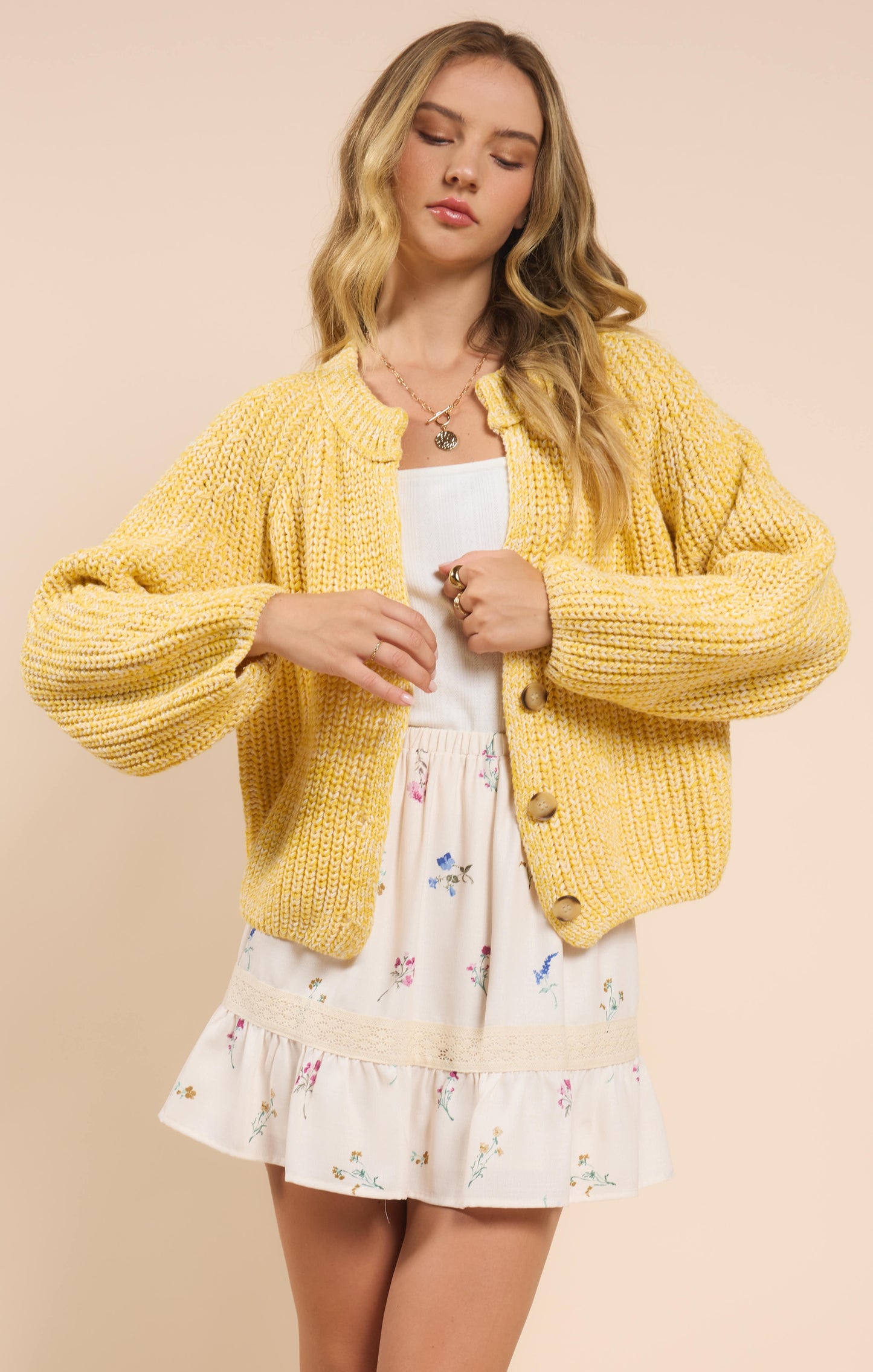 Sadie & Sage Sunroof Half Button Cardigan