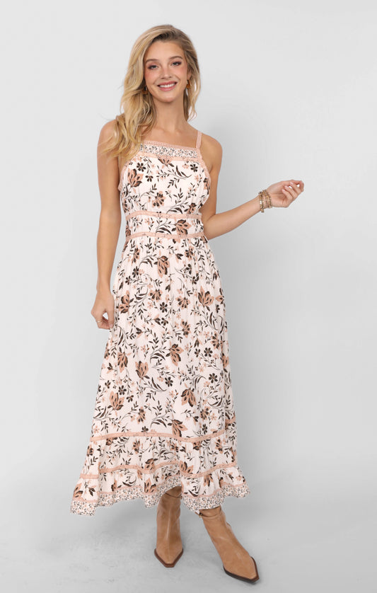 Sadie & Sage Tiered Lace Trim Maxi Dress