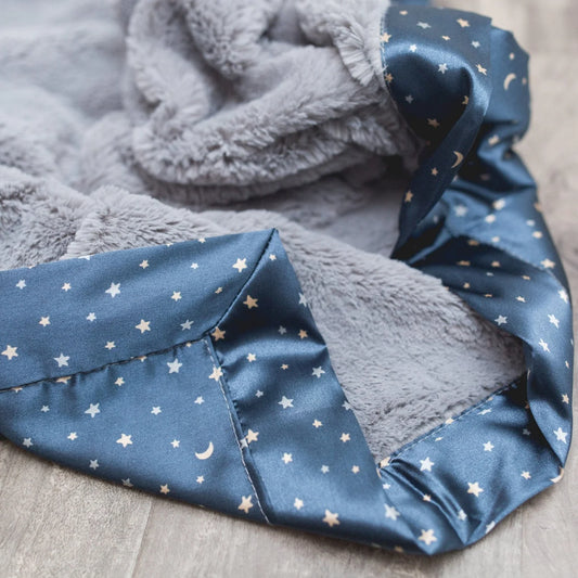 Saranoni Satin Back Receiving Blanket - Navy Twinkle Star
