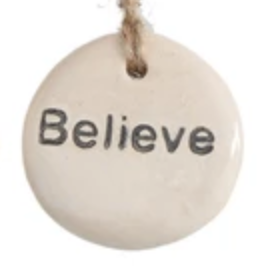 Tag Ornament with Holiday Word Believe