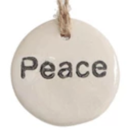 Tag Ornament with Holiday Word Peace