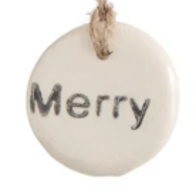 Tag Ornament with Holiday Word Merry