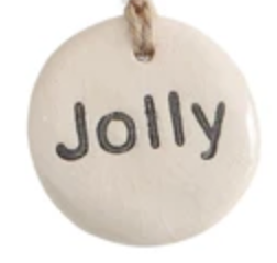 Tag Ornament with Holiday Word Jolly