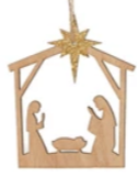 Nativity Ornaments With Gold Glitter Star