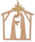 Nativity Ornaments With Gold Glitter Star