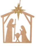 Nativity Ornaments With Gold Glitter Star