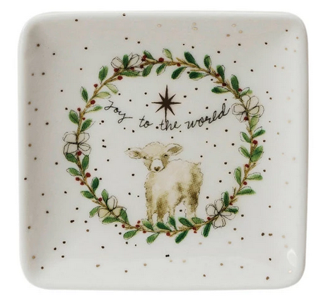 Christmas Stoneware Dish With Gold Electroplating