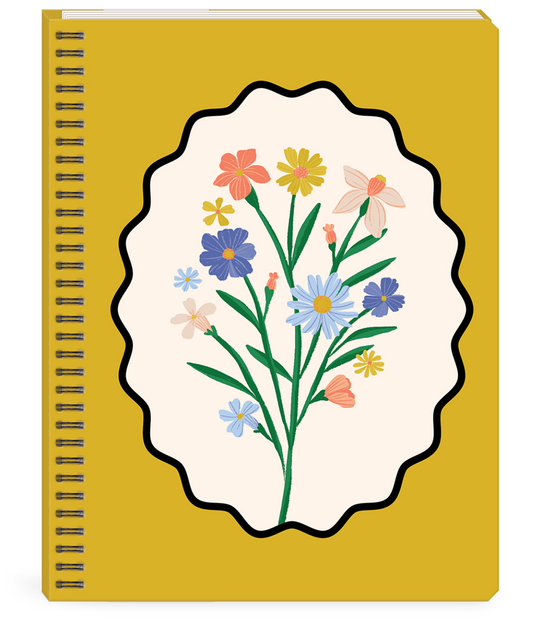 Vintage Borders Flowers Semi-Concealed Notebook