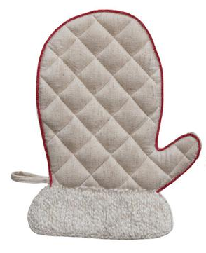 Quilted & Linen Mitten Shaped Pot Holder
