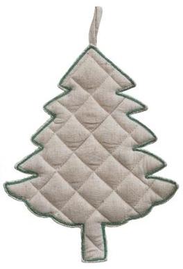 Quilted & Linen Tree Shaped Pot Holder