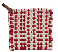 Cotton Crocheted Pot Holder With Leather Loop