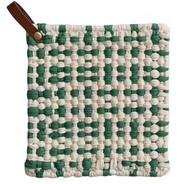 Cotton Crocheted Pot Holder With Leather Loop