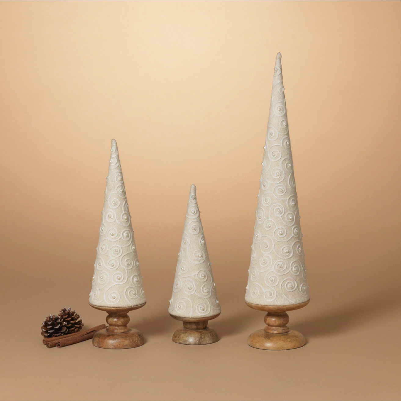 Scroll Design Pearl Embellished Cones