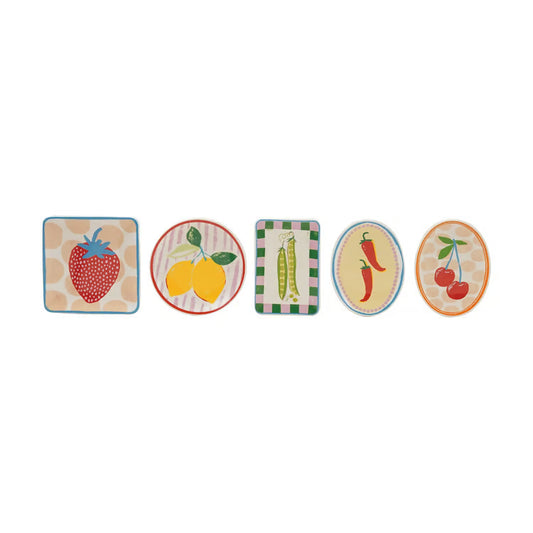 Stoneware Dish With Fruit/Vegetable Design
