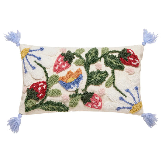 Strawberry Garden Tufted Hook Pillow