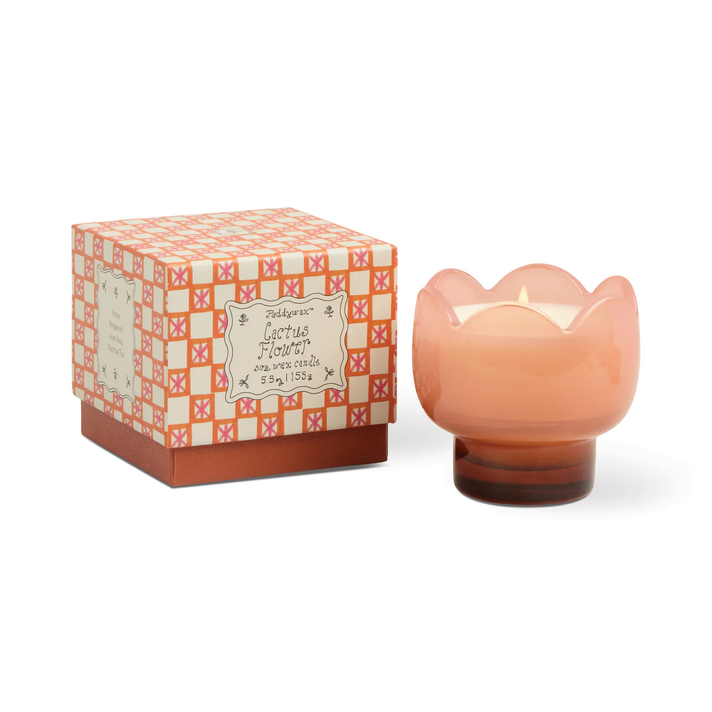 Cactus Flower Glass Candle