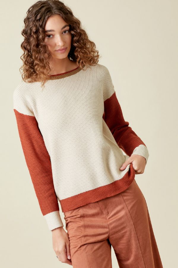 Mystree Color Blocked Thermal Sweater