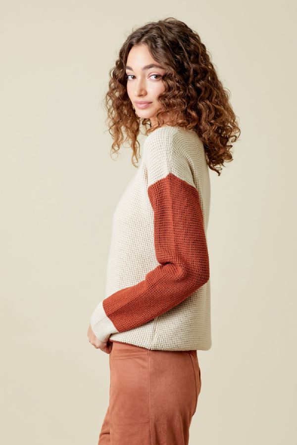 Mystree Color Blocked Thermal Sweater
