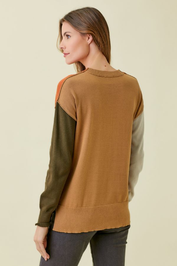 Mystree Color Block Pullover Sweater