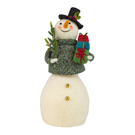 Tabletop Felt Snowman With Grey Sweater