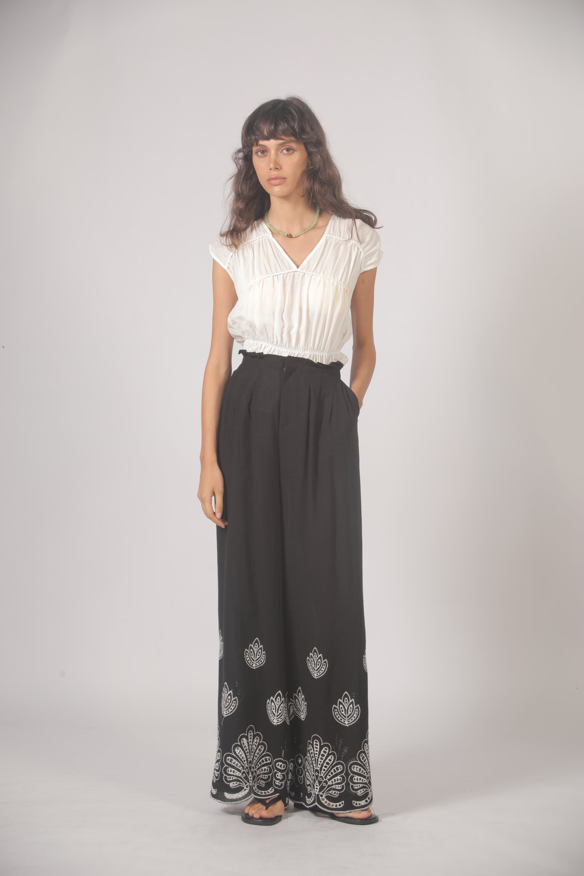 The Corner Wide Leg Embroidered Pants