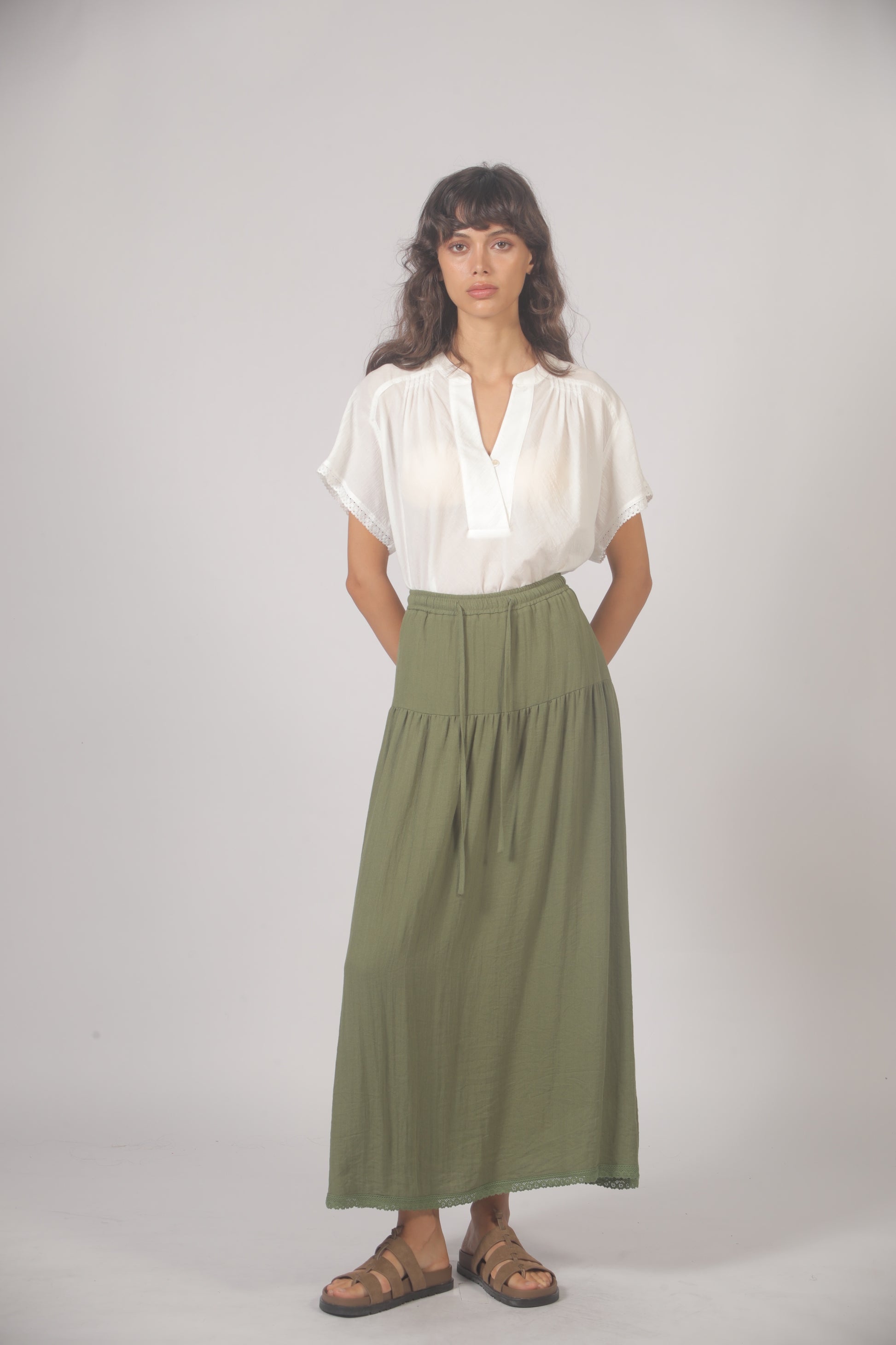 The Korner Kaki Maxi Skirt