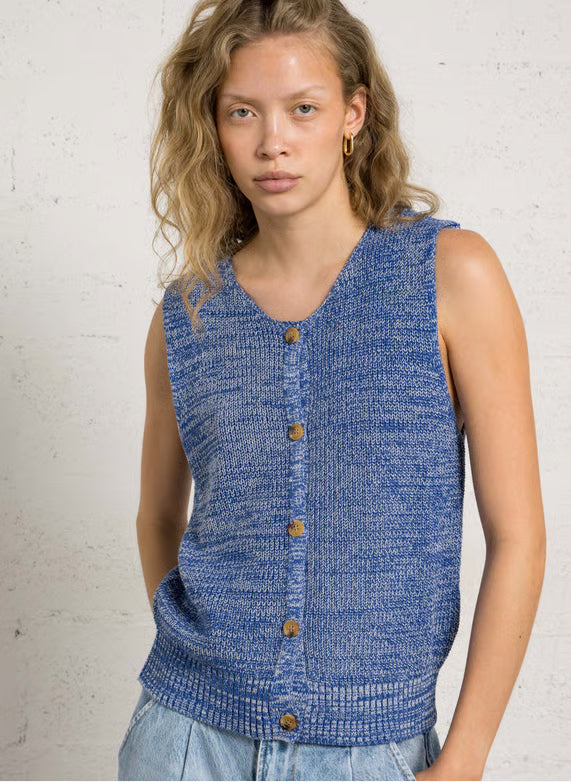 The Korner V-Neck Sleeveless Cotton Cardigan