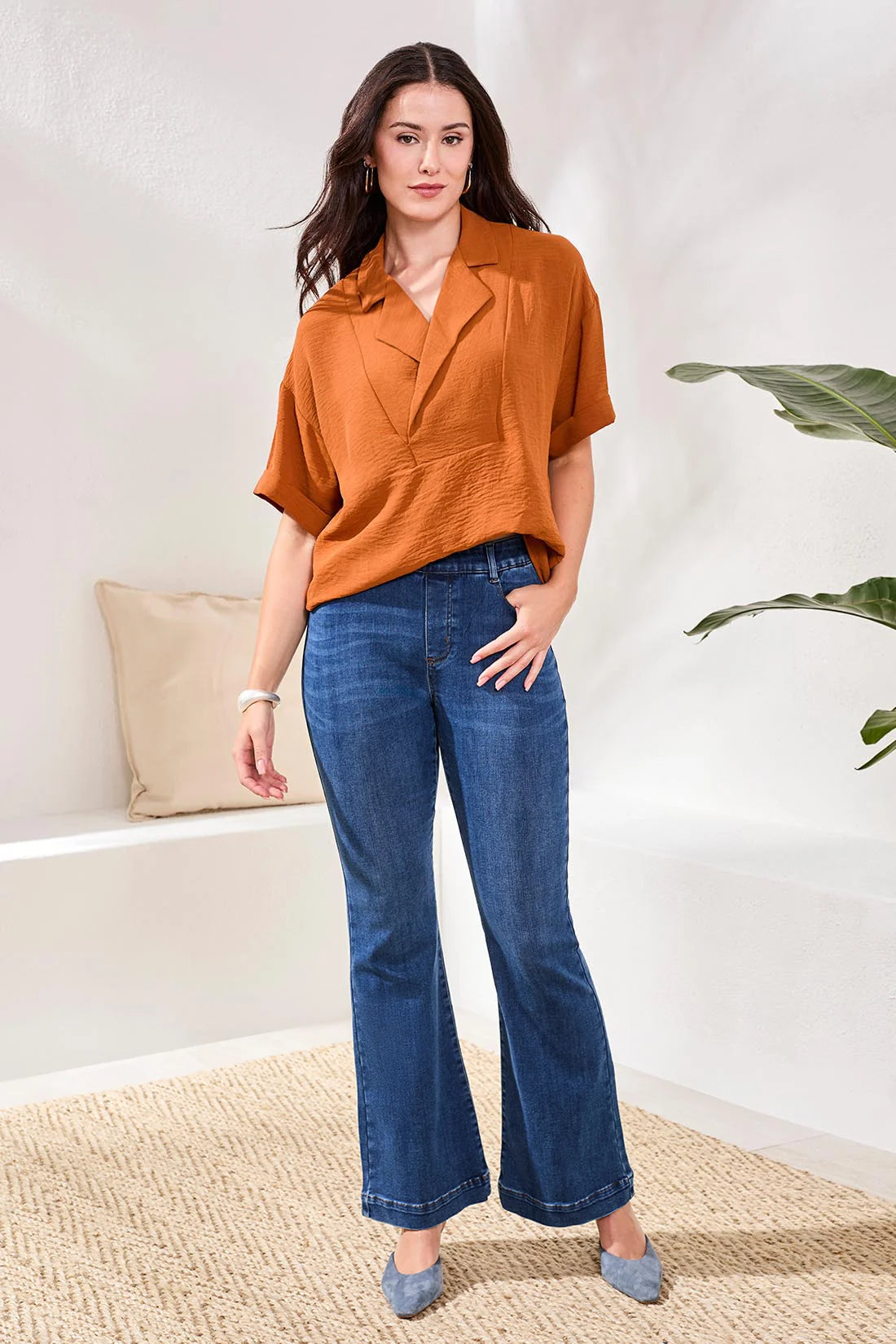 Tribal Audrey Boundless Stretch Denim Pull-On Wide Jeans