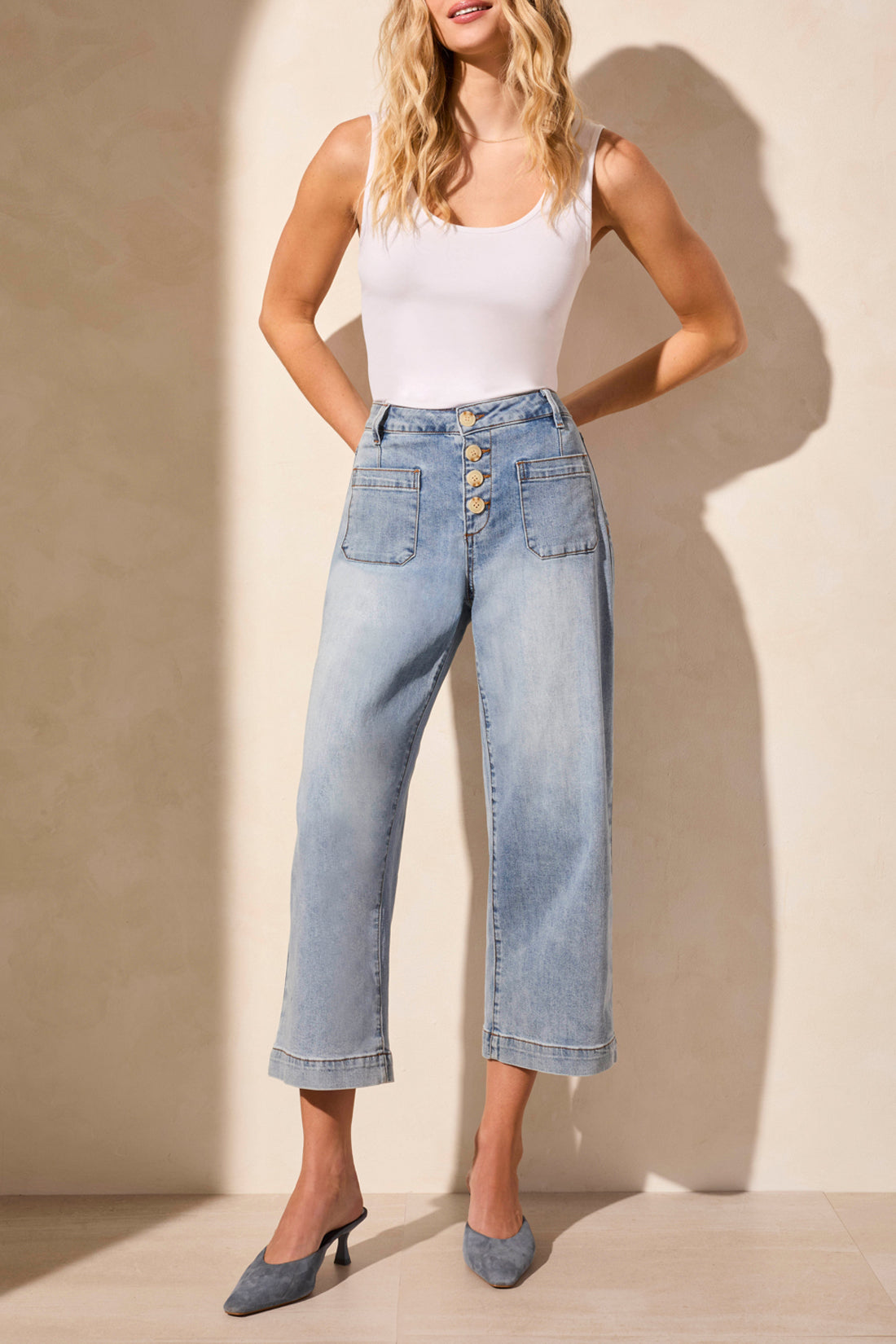 Tribal Audrey Comfort Stretch Wide Leg Crop Jeans