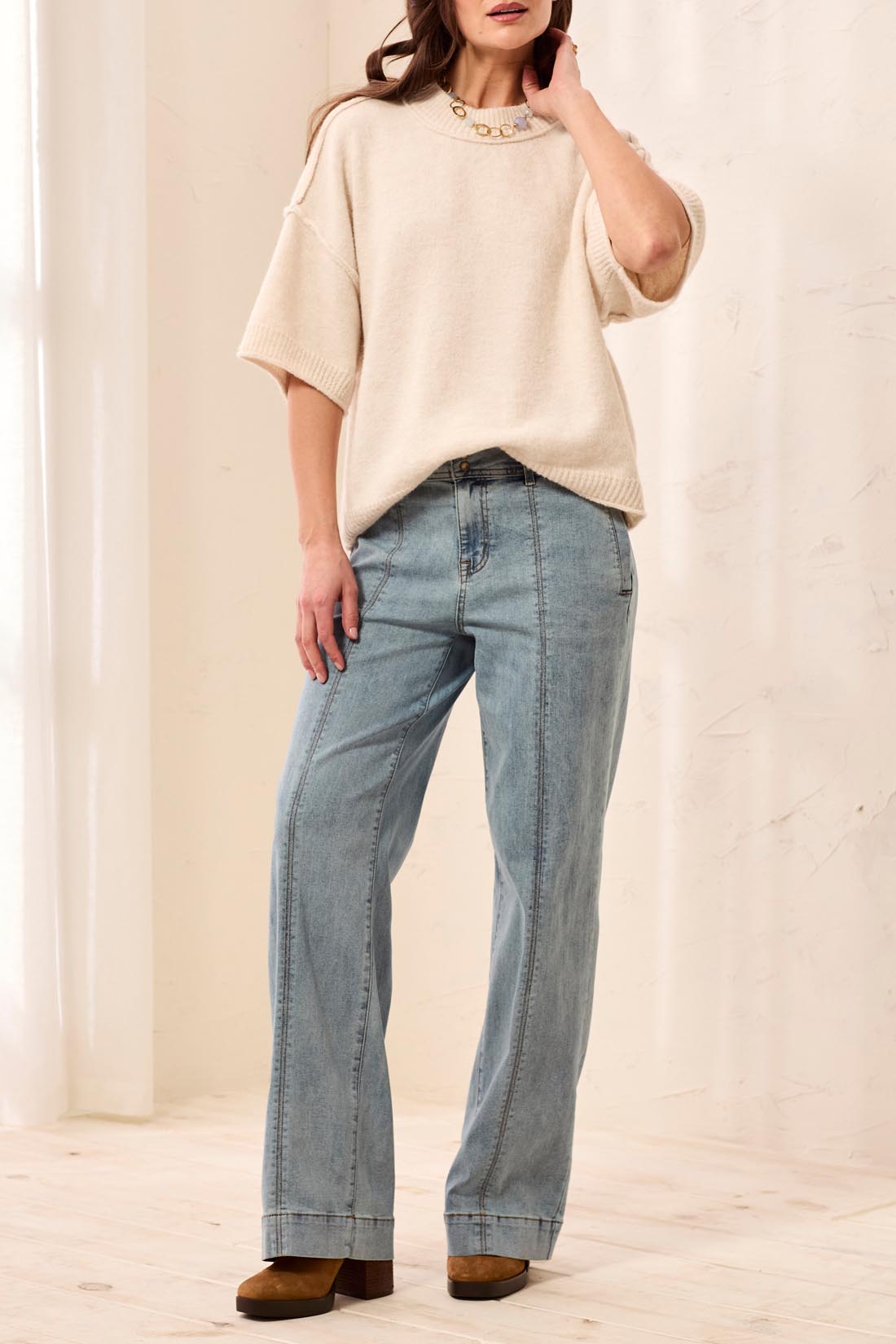Tribal Audrey Hugging Wide Denim Trouser