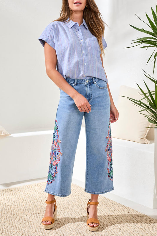 Tribal Audrey Wide Crop Jeans