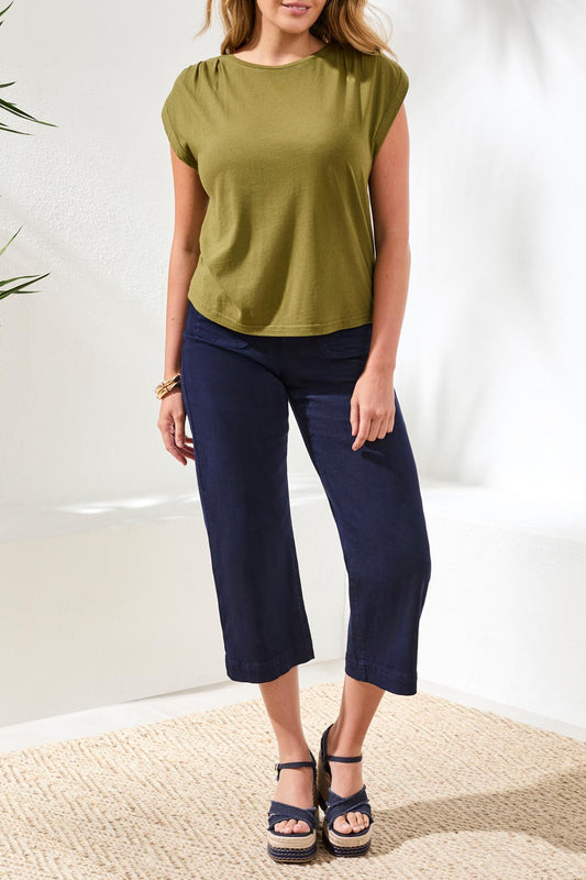 Tribal Boat Neck Cap Sleeve Top