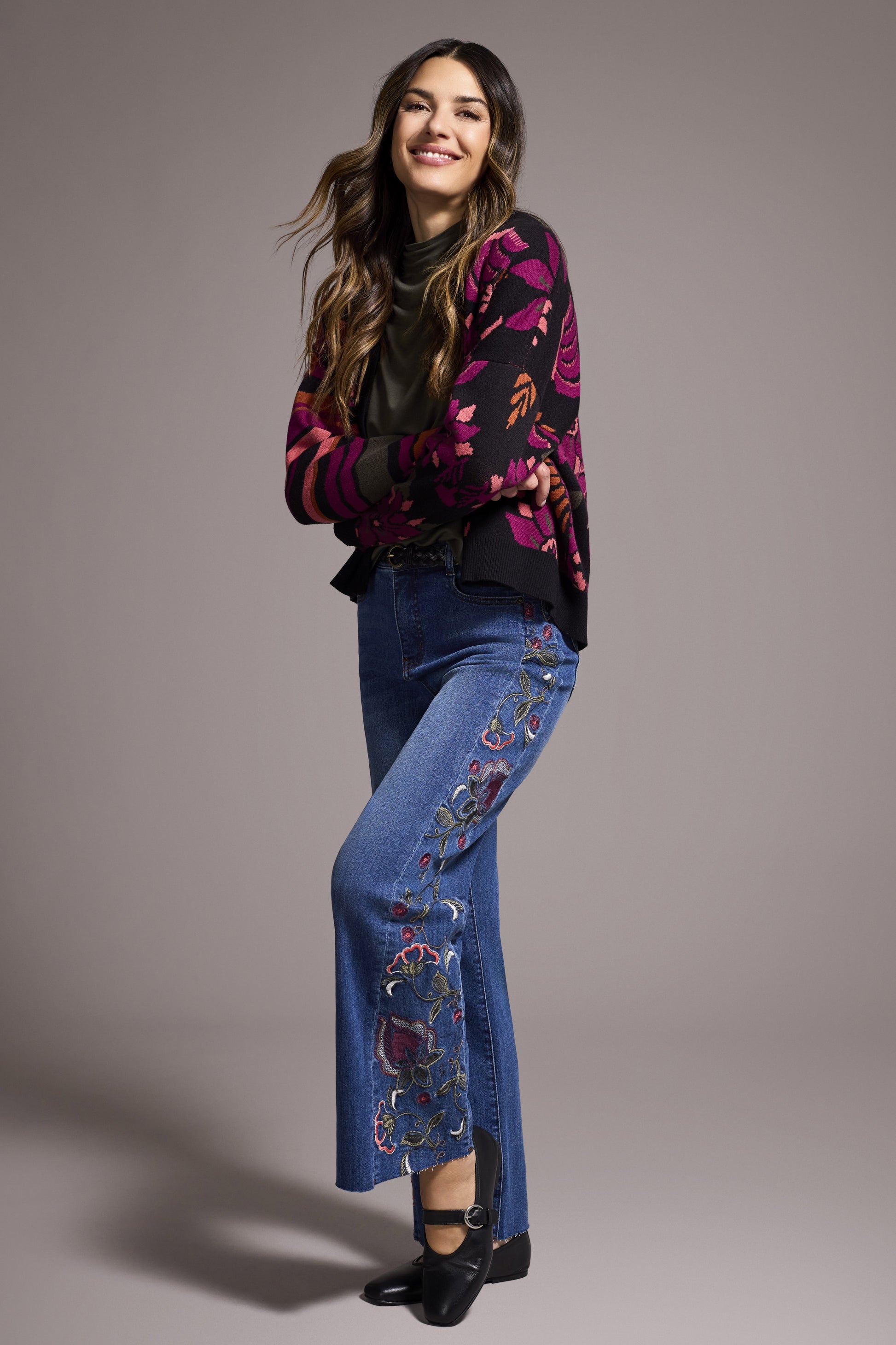 Tribal Brooke Hugging Jeans With Fancy Embroidery