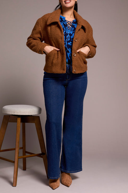 Tribal Button Front Boucle Jacket