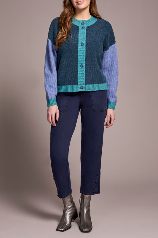 Tribal Button Front Color Block Cardigan Sweater