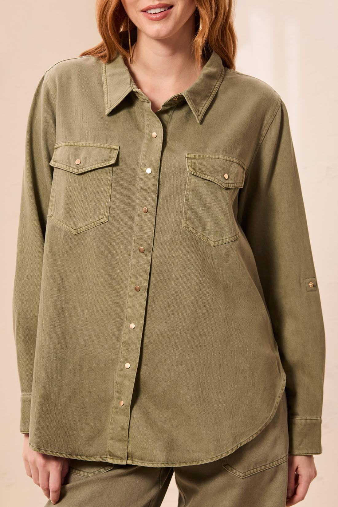 Tribal Classic Soft Denim Shirt With Roll-Up Sleeves