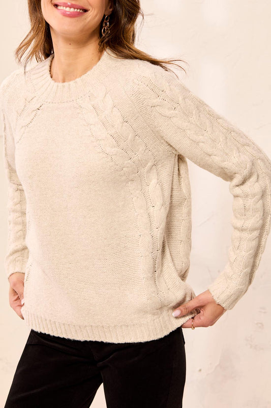 Tribal Crew Neck Cable Knit Sweater