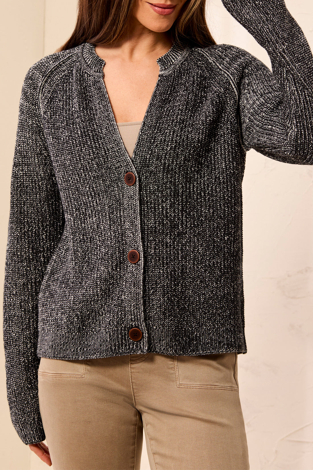 Tribal Crew Neck Cardigan Sweater