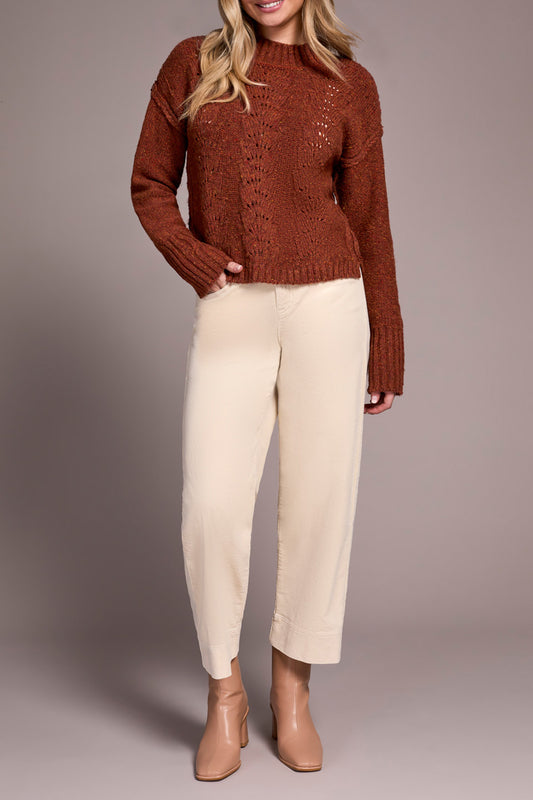 Tribal Crew Neck Sweater With Puff Sleeve