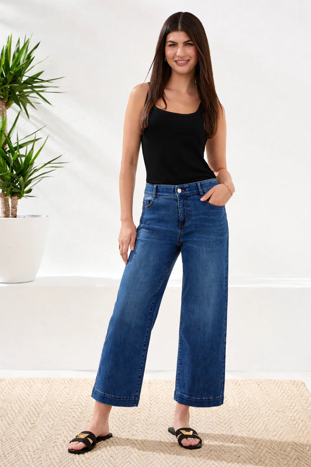 Tribal Audrey Boundless Stretch Crop Wide Leg Denim Jeans