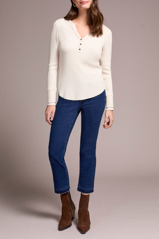 Tribal Henley Top With Buttons