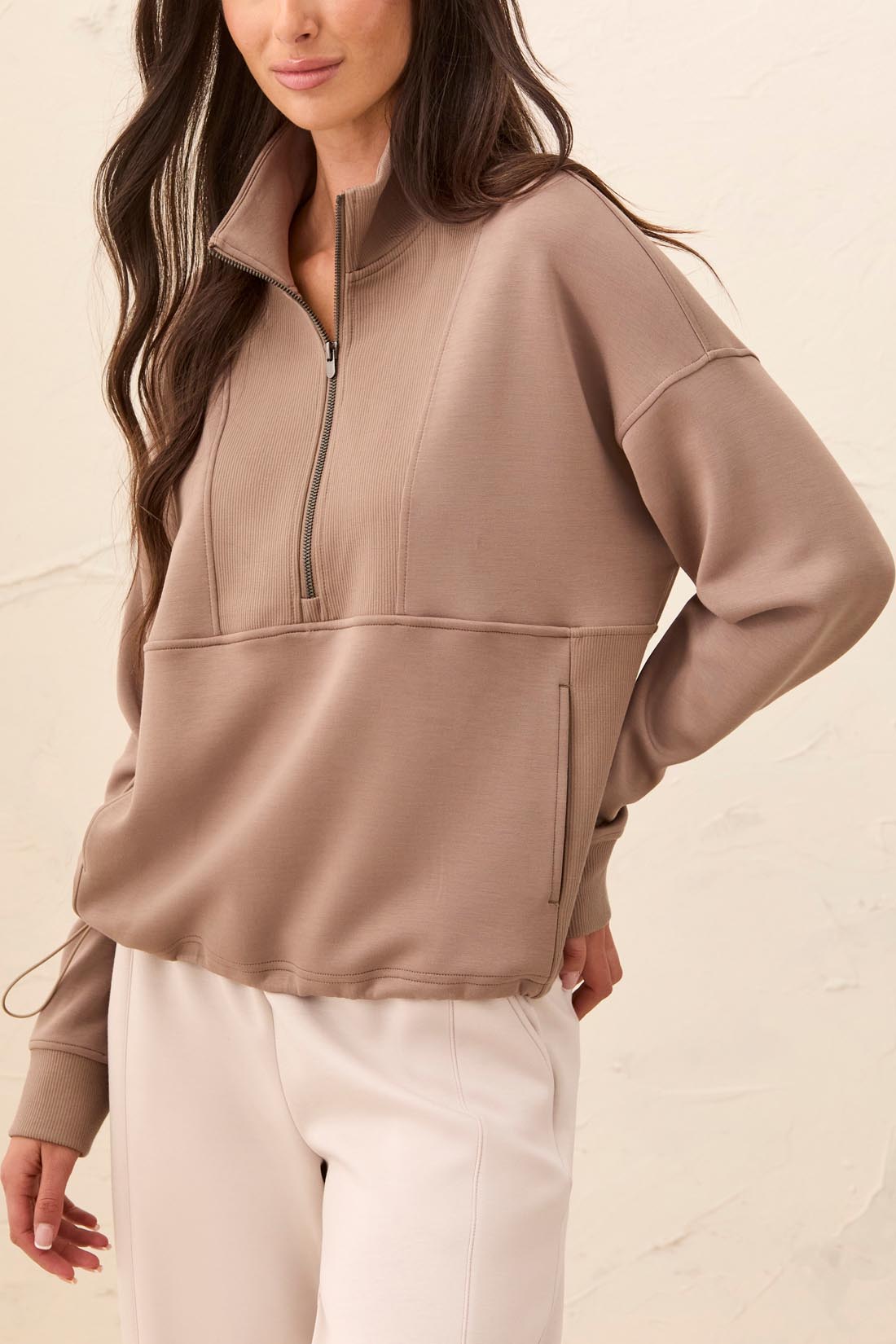 Tribal Mock Neck Top With Zipper